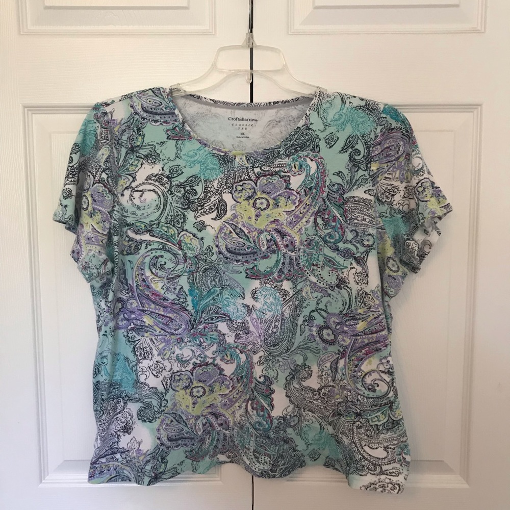 CROFT&BARROW Paisley Plus Size Classic Tee